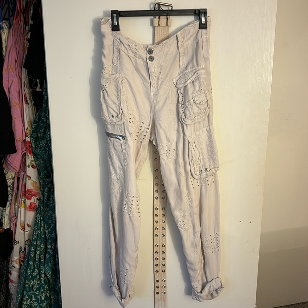 Johnny Was, size 12 cargo lace pants with belt. VERY PRETTY